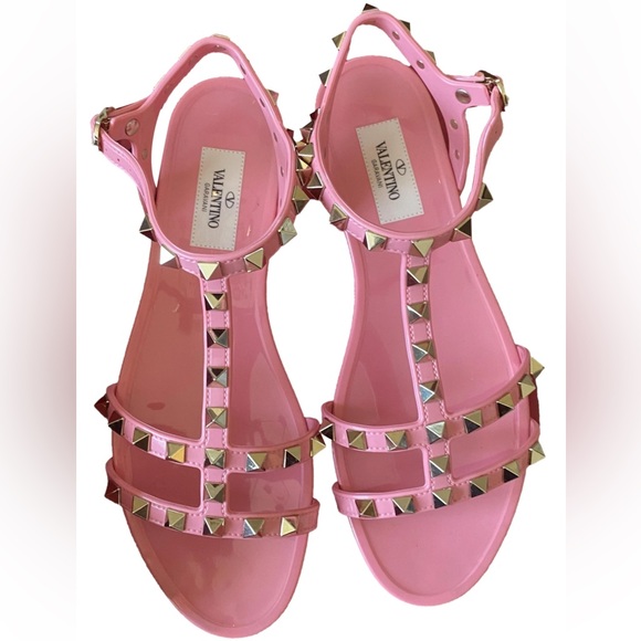 Valentino Women's Rockstud Ankle Strap Rubber Sandals - size 38 - Picture 2 of 5